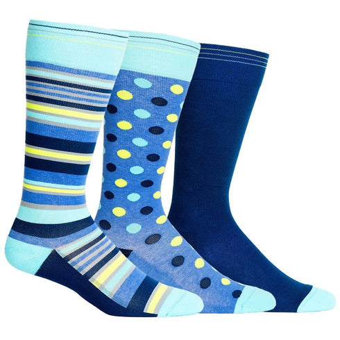 3 Pack - Compression Socks - Navy + Teal/Knee-High